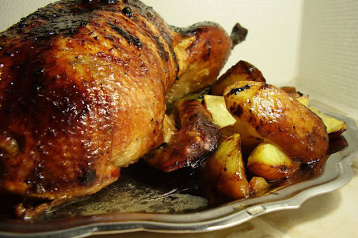 Утка запечённая с яблоками